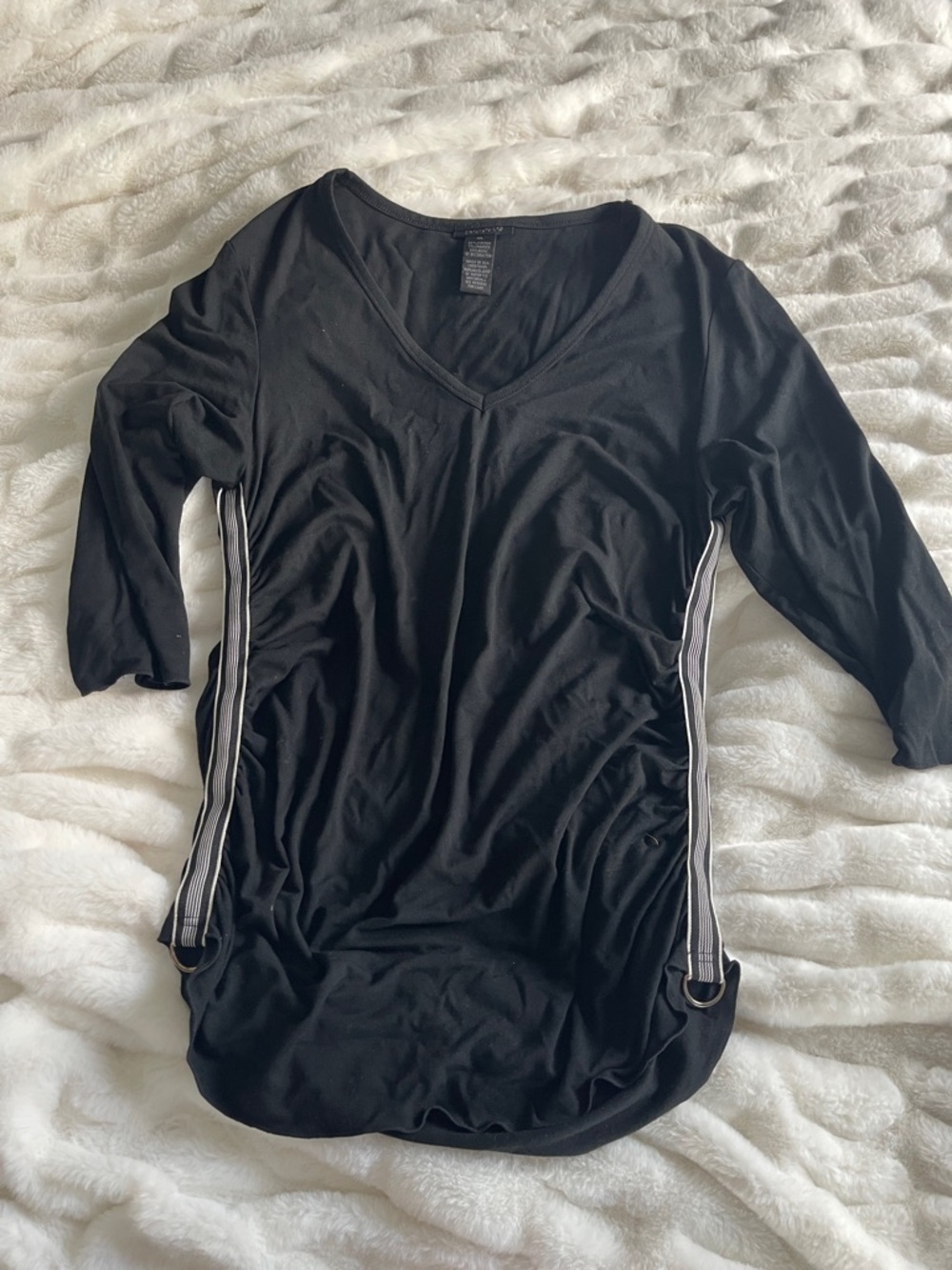 The Limited Black V-Neck Ruched Hem Shirt